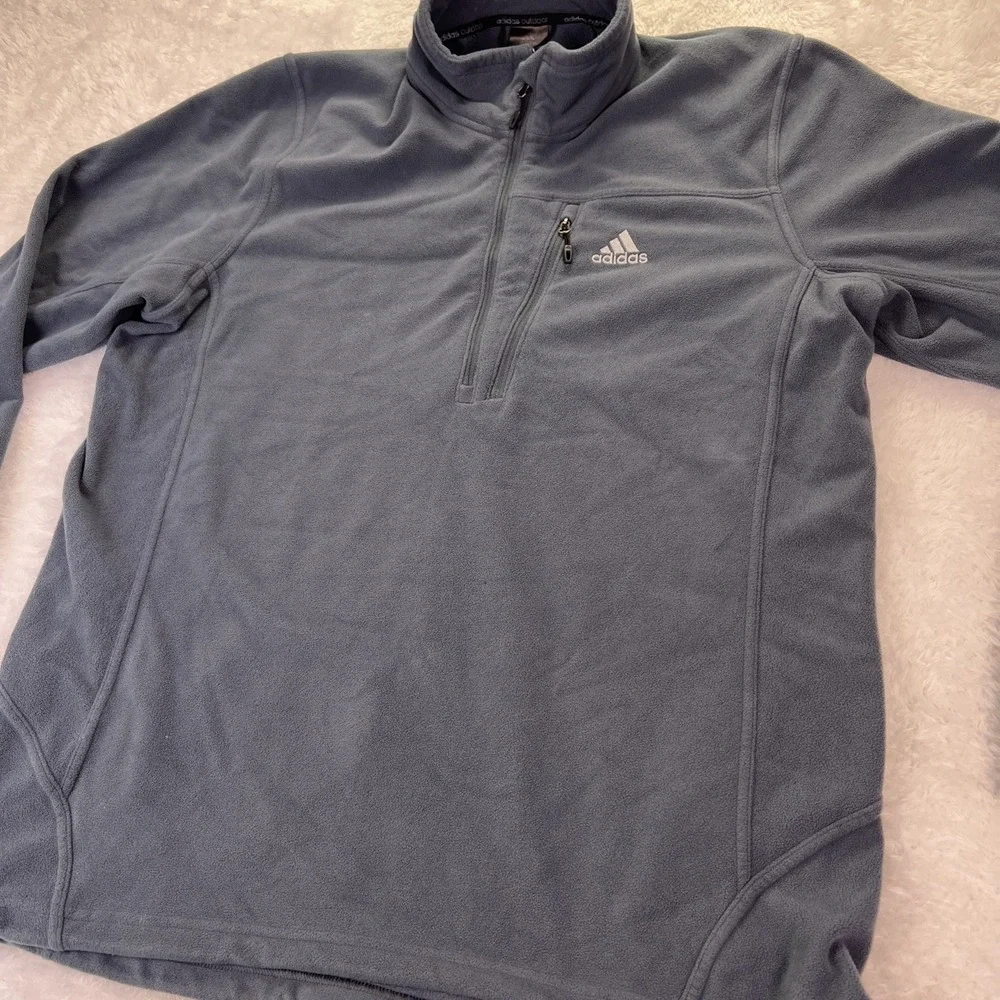 Adidas Outdoor Men's‎ XL (48-50) Fleece Pullover Jacket 1/4 Zip Gray Zip Pocket